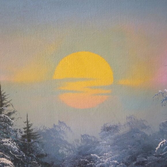 Beautiful Landscape Mountain Sunset Original Oil Painting By Artist K. Horden - Picture 7 of 12